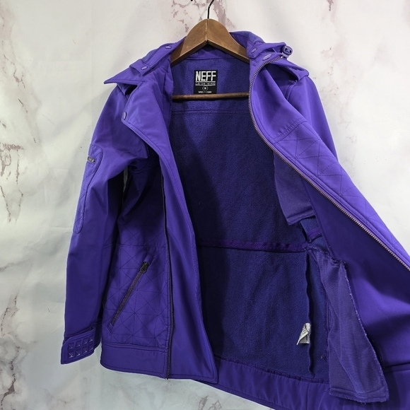 Neff Jacket Womens Small Purple Winter Windbreaker Ski Shell Snow Coat Studded - Picture 10 of 13
